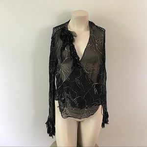 100% Silk Ralph Lauren Unusual Wrap-style Blouse